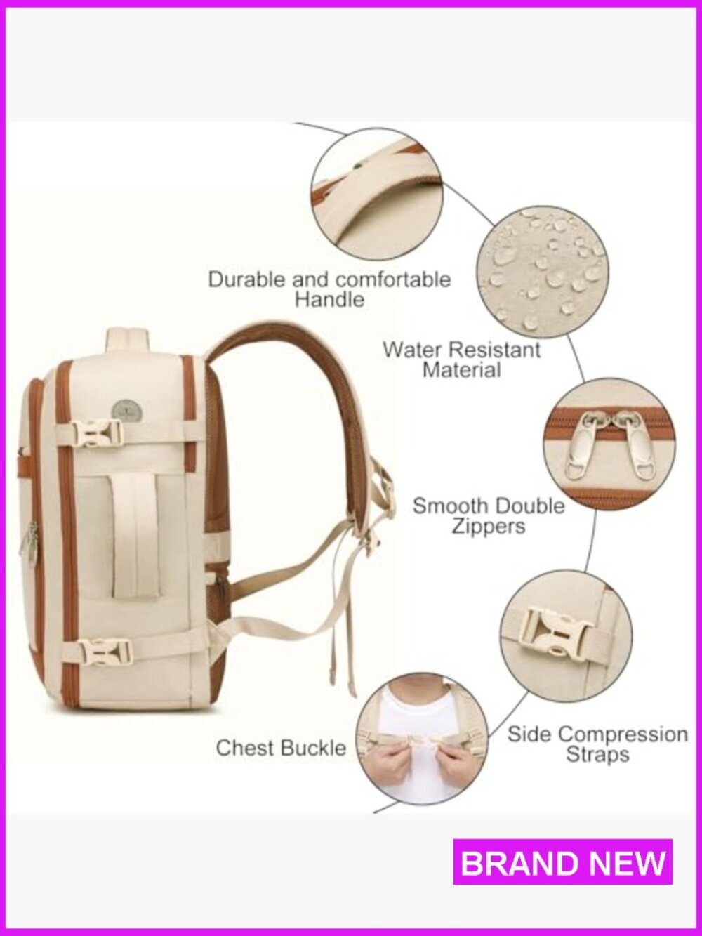 Carry On Backpack with Shoe Pouch TSA 15.6" Laptop Compartment USB Charging - Picture 6 of 6
